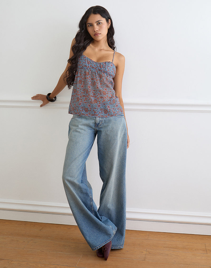 Image of Camden Cami Top in Shadow Blossom Blue Chiffon