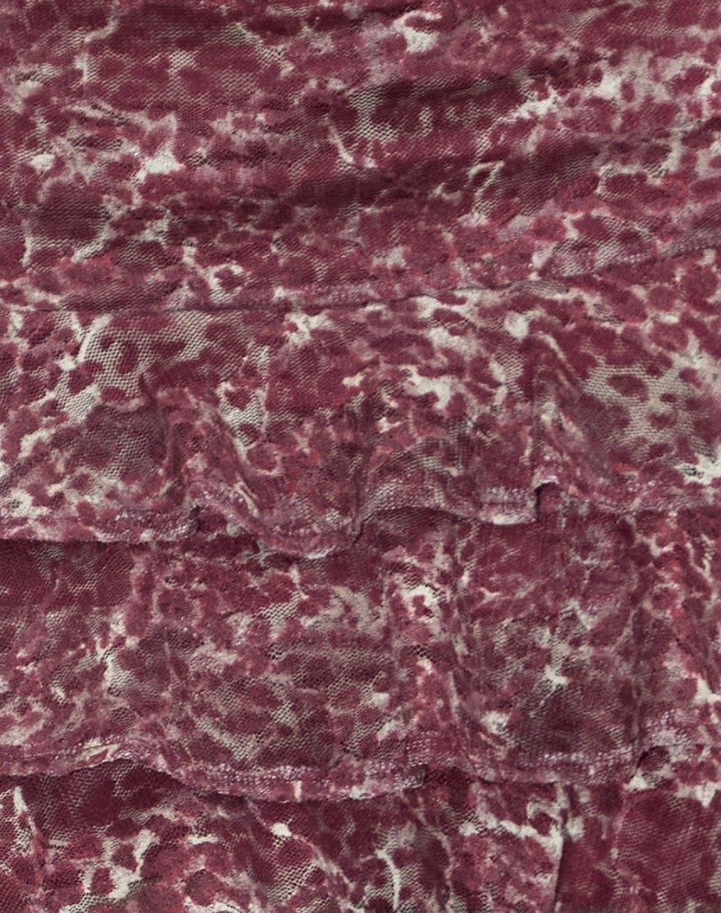 Image of Camigo Ruffle Mini Skirt in Abstract Leo Spot