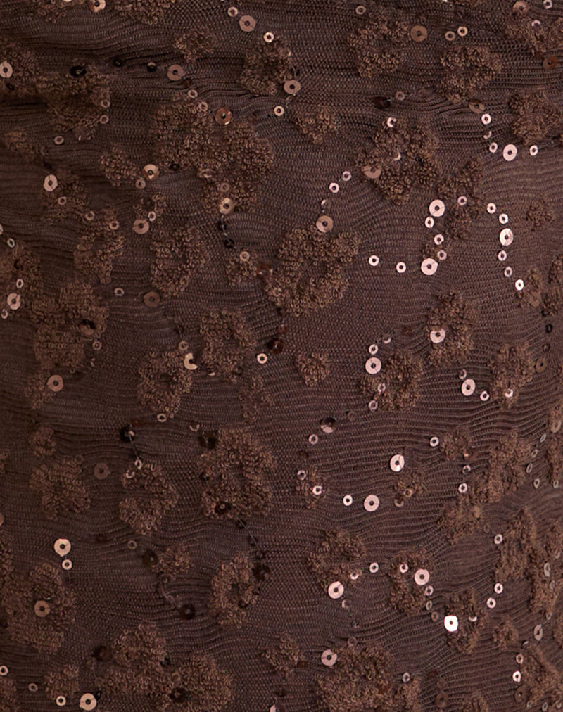 Image of Camilla Top in Sequin Knit Brown