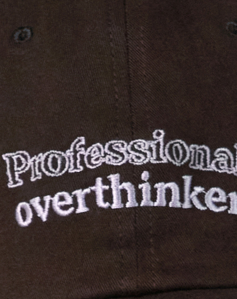 Image of Cap in Bitter Chocolate with Professional Overthinker Slogan
