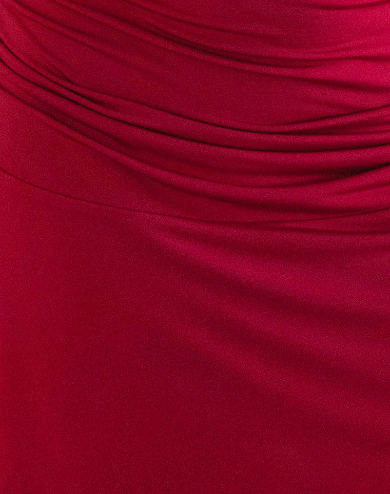 Image of Carey Mini Dress in Lycra Slinky Red
