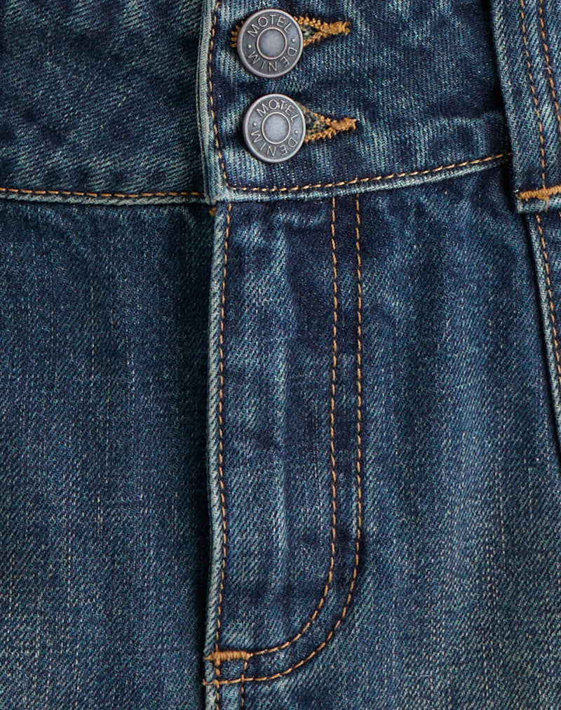 Image of Cargo Denim Mini Skirt in Dirty Green