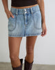 Image of Cargo Denim Mini Skirt in Vintage Blue Wash