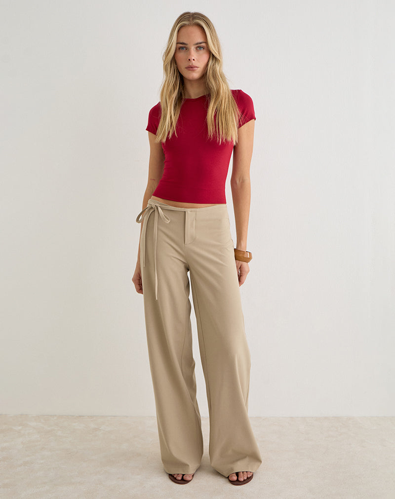 Image of Diomira Trouser in Beige with Tie