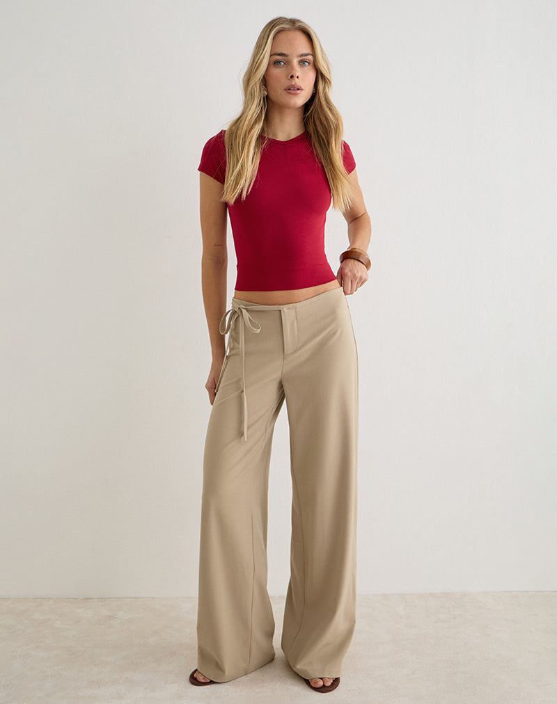 Image of Cash High V Neck Top in Adrenaline Red