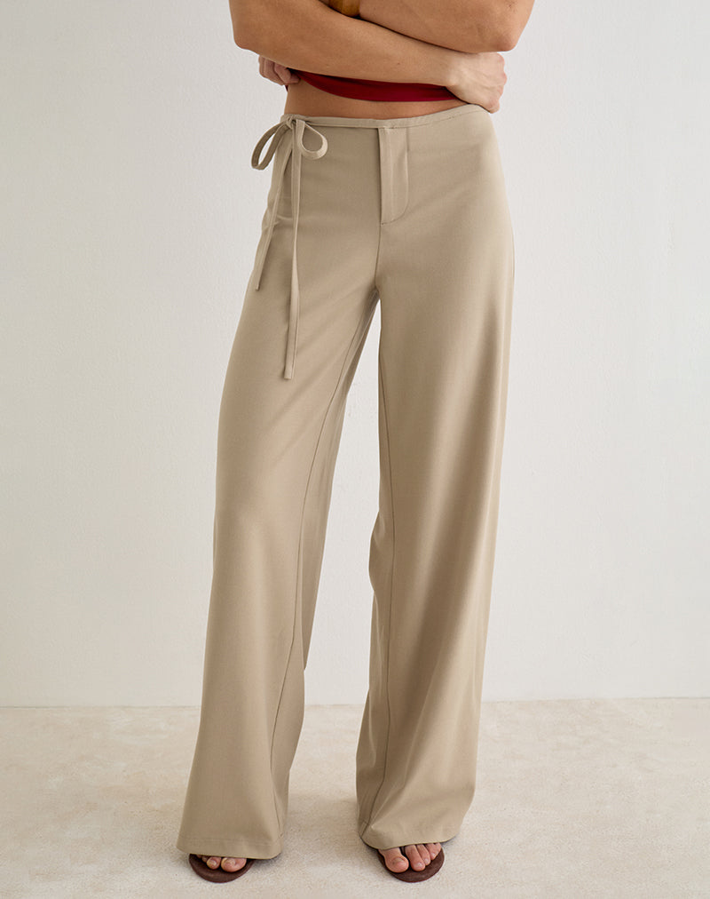 Image of Diomira Trouser in Beige with Tie