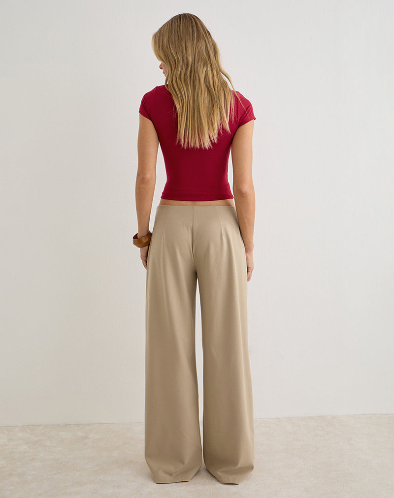 Image of Diomira Trouser in Beige with Tie
