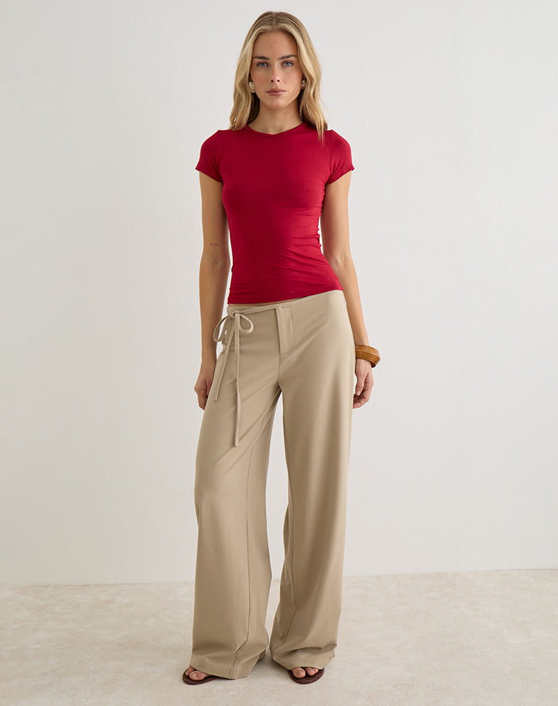 Image of Cash High V Neck Top in Adrenaline Red