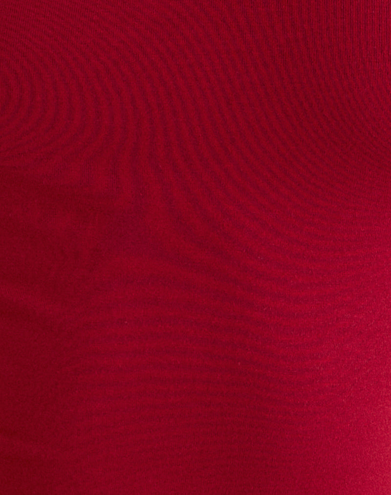 Image of Cash High V Neck Top in Adrenaline Red