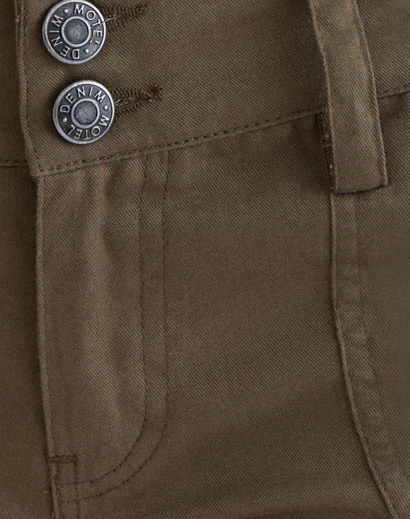Image of Olra Cargo Short in Cotton Light Twill Khaki