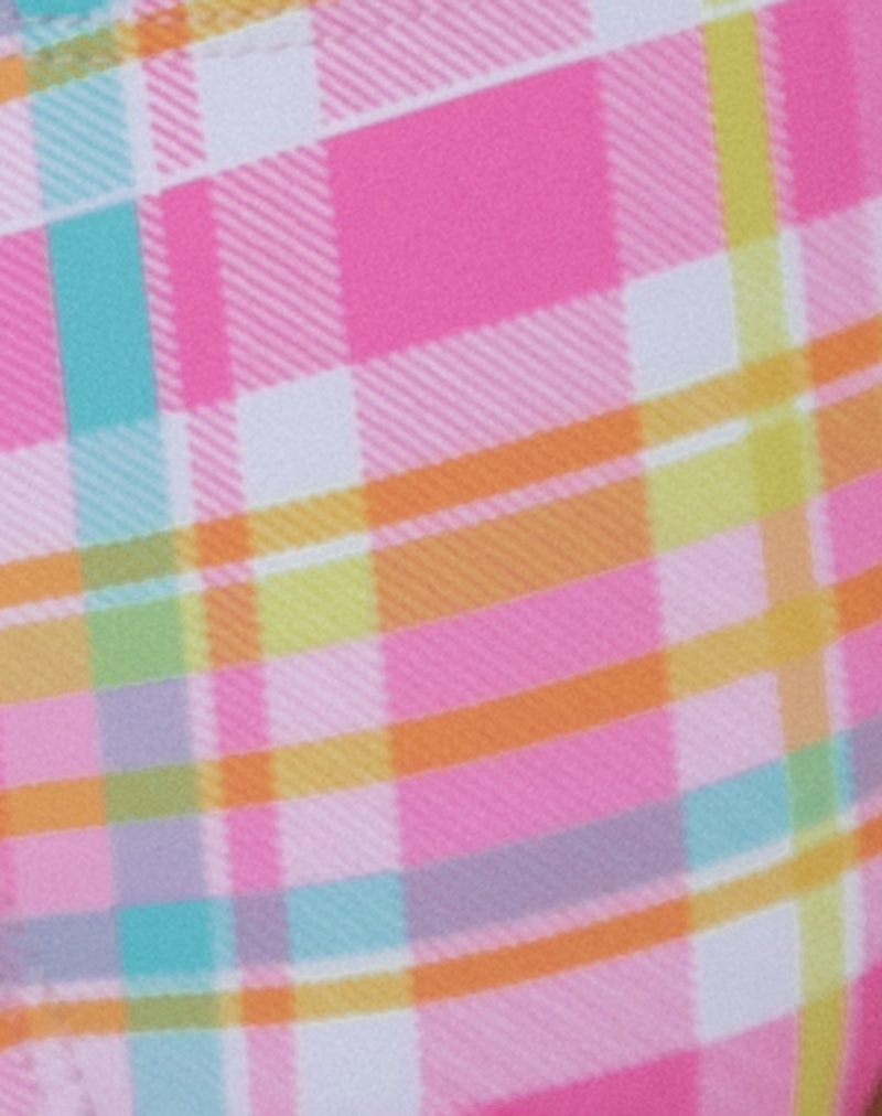 Image of Farida Bikini Bottom in Pink and Yellow Check