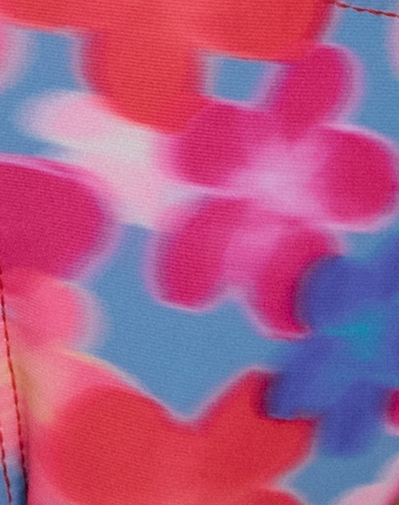 Image of Farida Bikini Bottom in Blurred Flower Blue and Pink