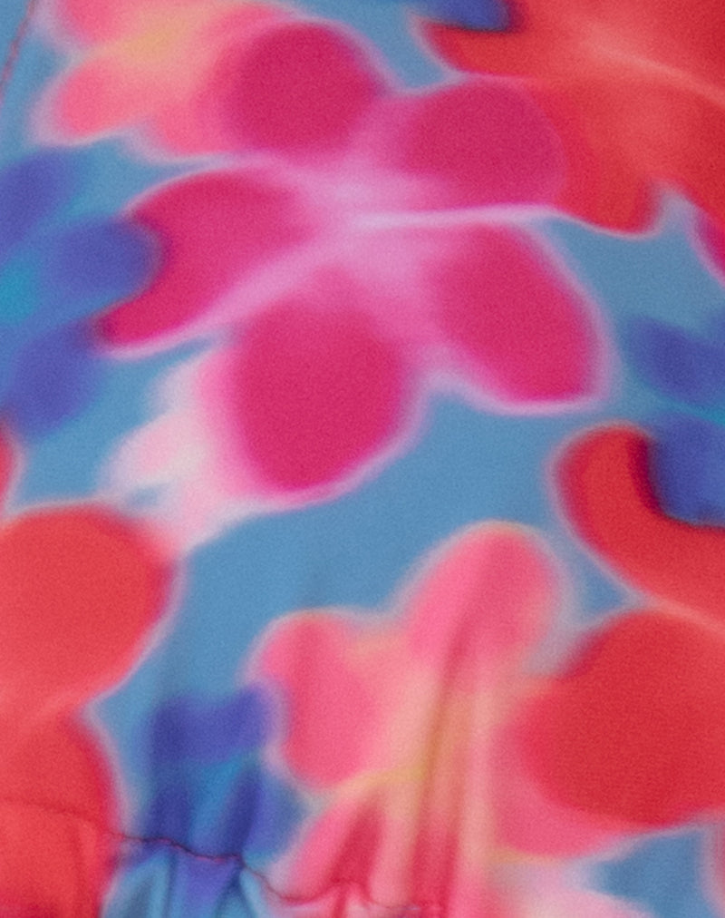 Image of Cerry Bikini Top in Blurred Flower Blue and Pink