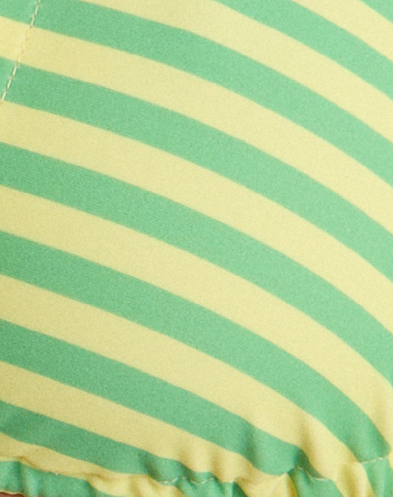 Image of Cerry Bikini Top in Vivid Lines Green and Yellow