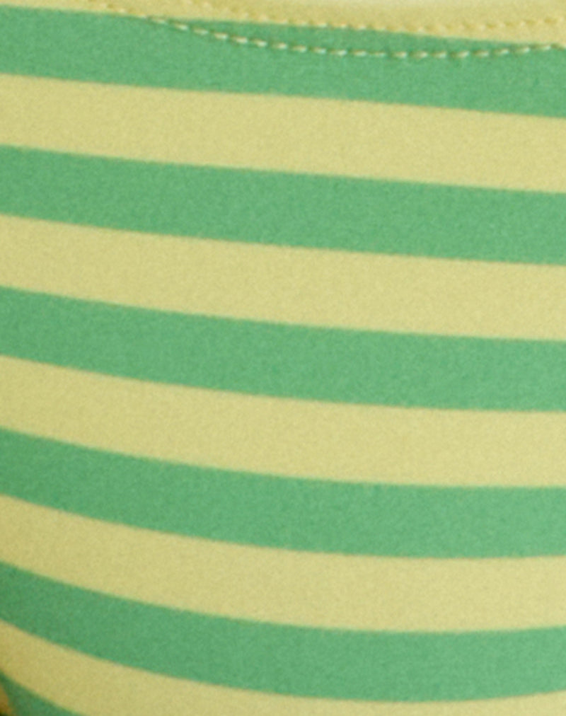 Image of Farida Bikini Bottom in Vivid Lines Green and Yellow