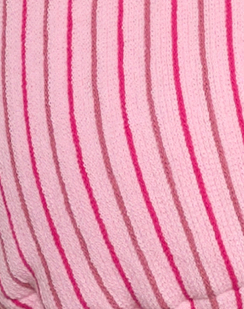 Image of Cerry Bikini Top in Stripe Towelling Pink