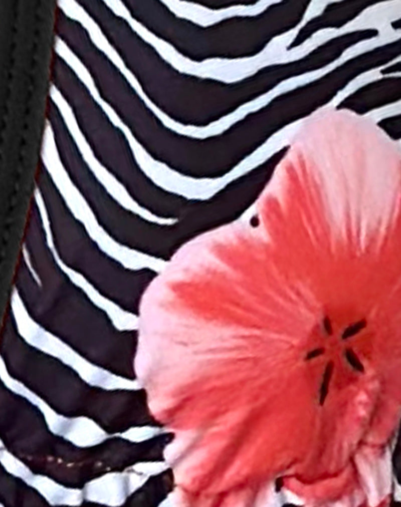Image of Cerry Bikini Top in Floral Zebra with Contrast Binding