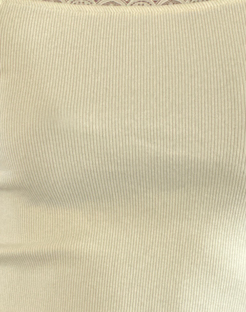 Image of Chacha Top in Rib Lace Buttercream