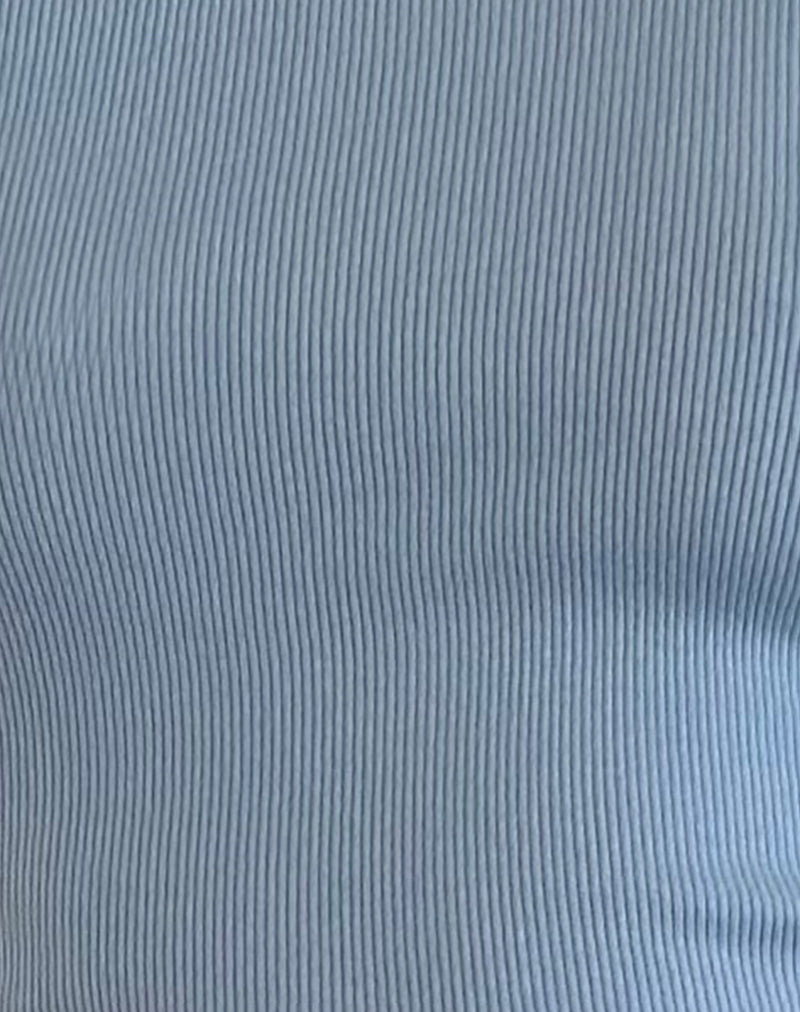 Image of Chacha Ribbed Bardot Top in Nantucket Blue Lace