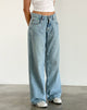 Image of Roomy Extra Wide Low Rise Jeans in Washed Blue Green