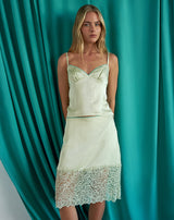 Image of Garula Skirt in Satin Sage with Lace Trim