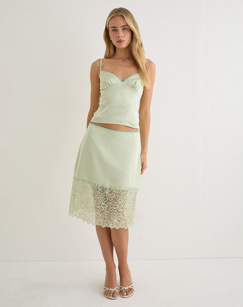 Image of Chatura Cami Top in Satin Sage with Picot Trim