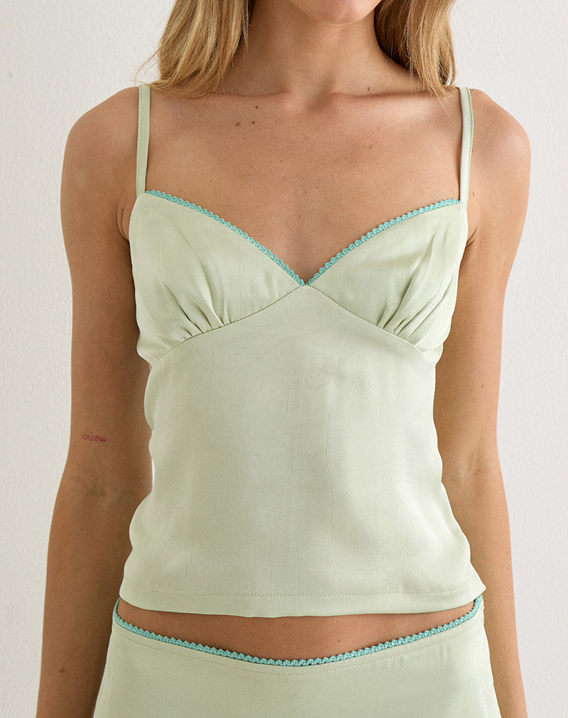 Image of Chatura Cami Top in Satin Sage with Picot Trim