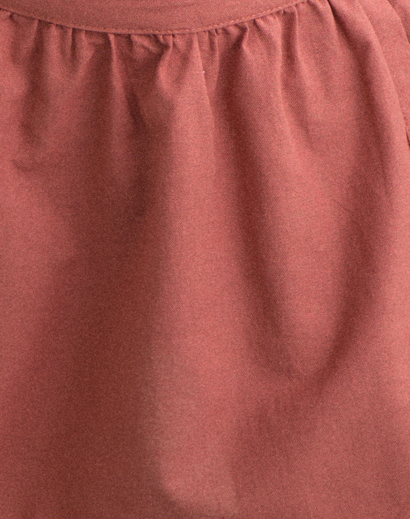Image of Chessy Mini Skirt in Linen Tuscan Red