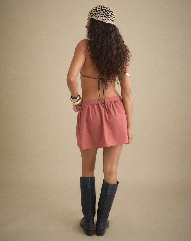 Image of Chessy Mini Skirt in Linen Tuscan Red
