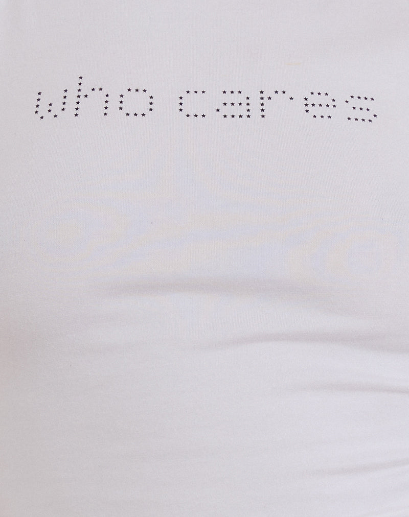 Image of Chihiro Puff Sleeve Baby Tee in White Who Cares