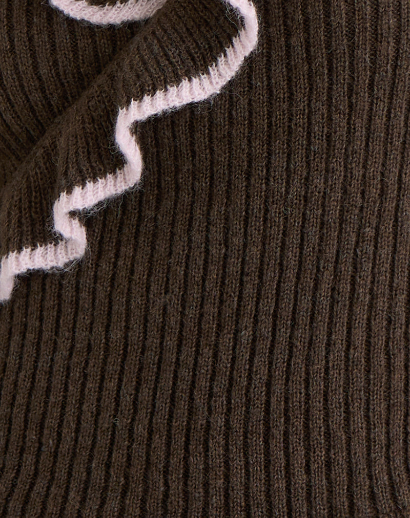 Image of Christella Top in Dark Chocolate with Pink