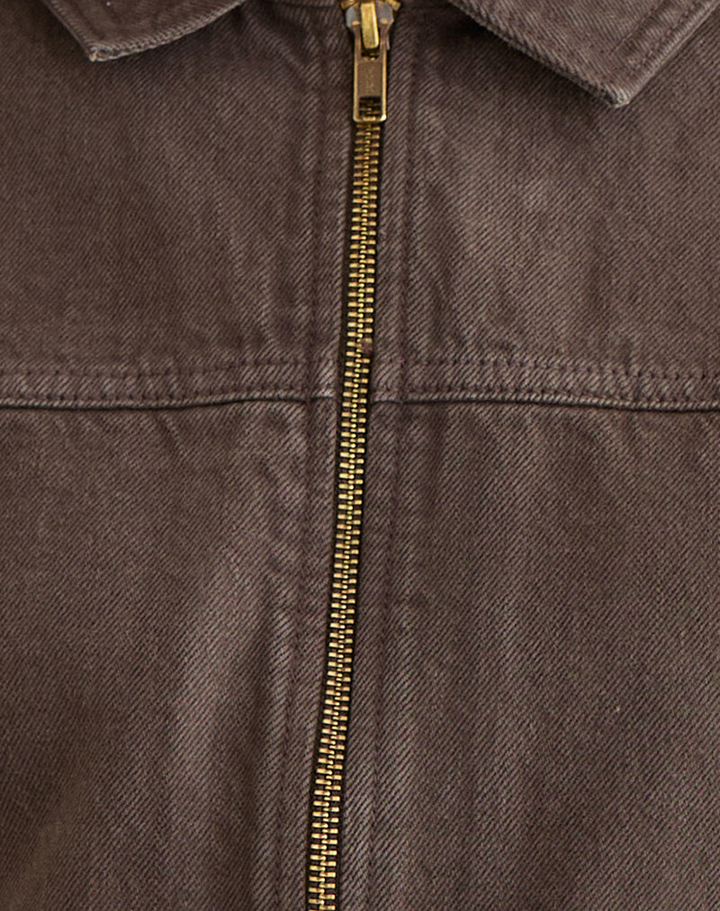 Image of Denim Cinch Jacket in Brown