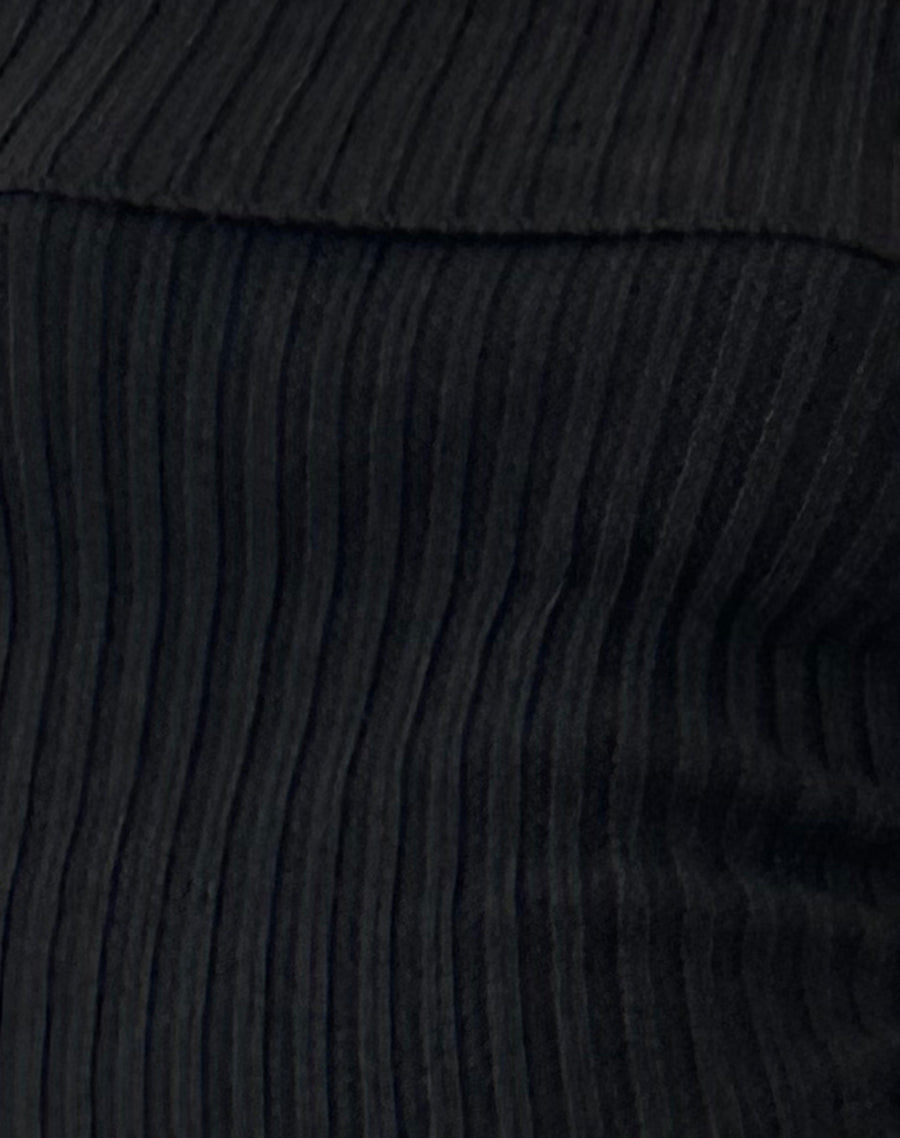 Image of Circe Off-Shoulder Long Sleeve Knit Top in Black