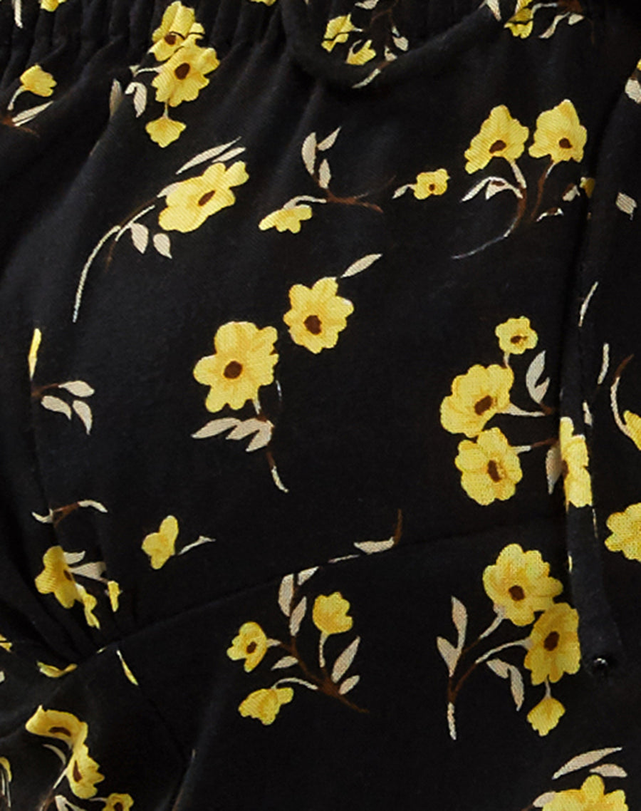 Image of Citra Bardot Frill Top in Buttercup Black Yellow