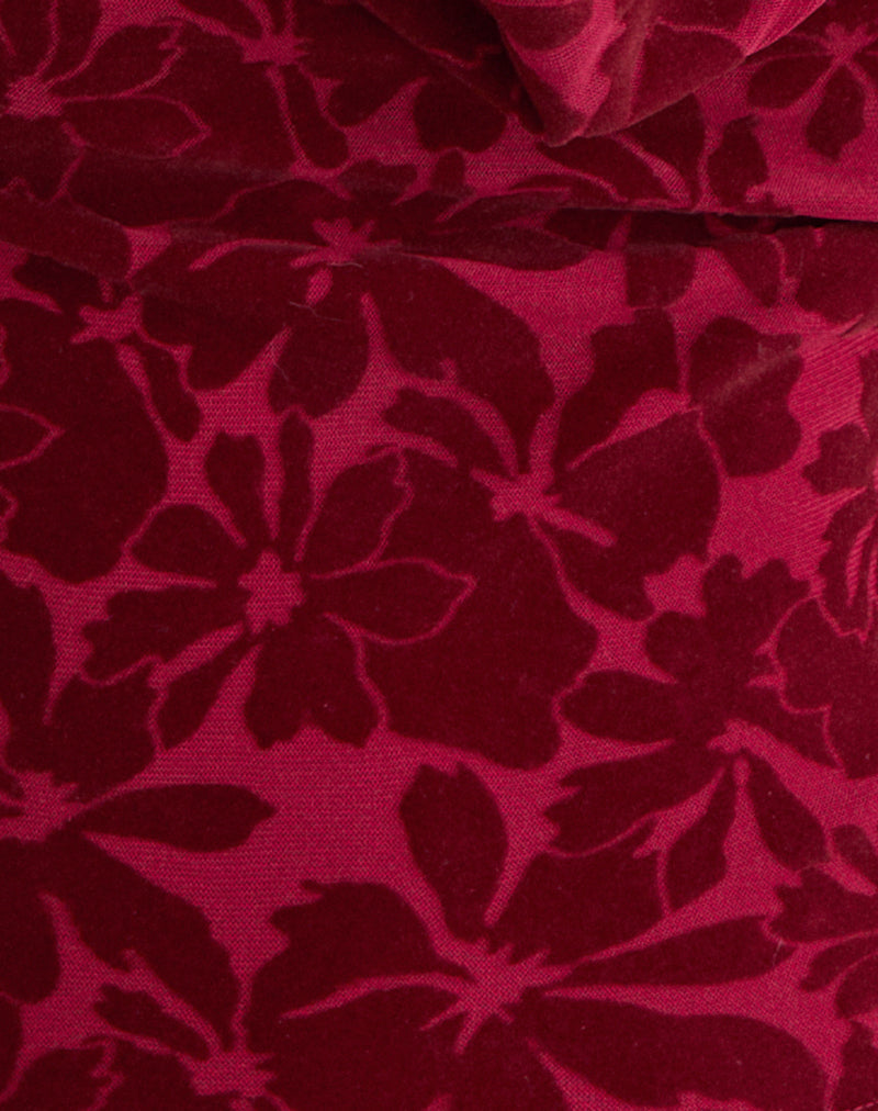 Image of Clandy Cowl Top in Flocked Mesh Flower Cherry