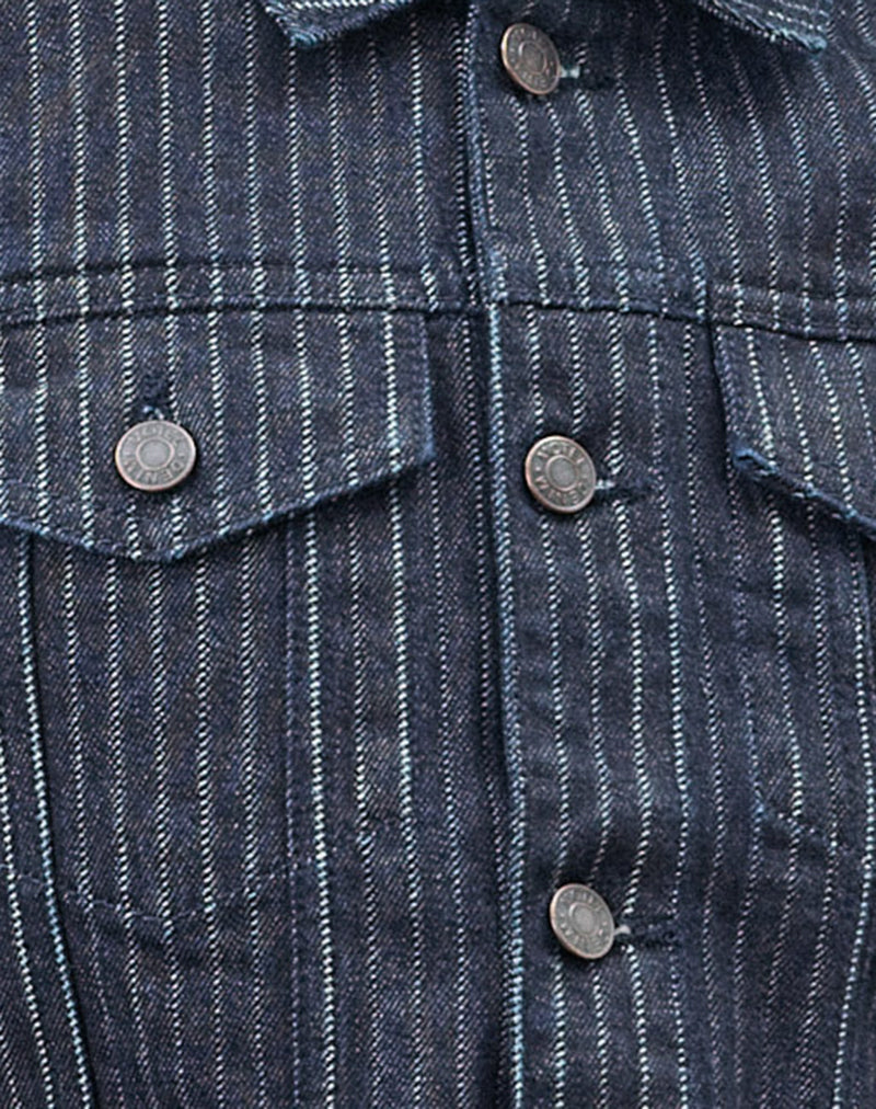 Image of Classic Denim Jacket in Stripe Indigo