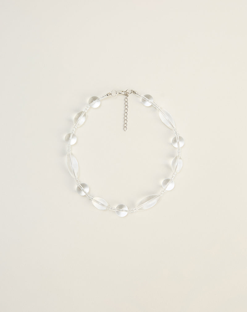 Image of Clear Large Stone Silver Plated Necklace