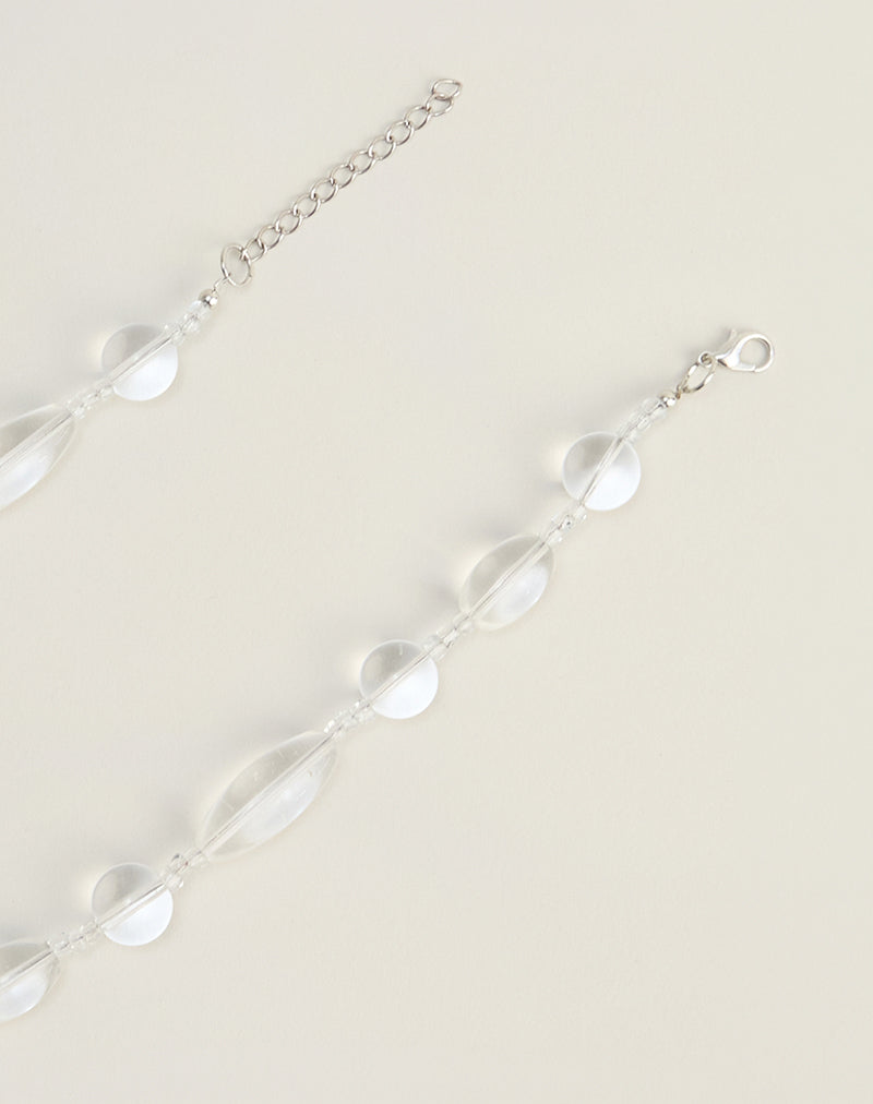 Image of Clear Large Stone Silver Plated Necklace