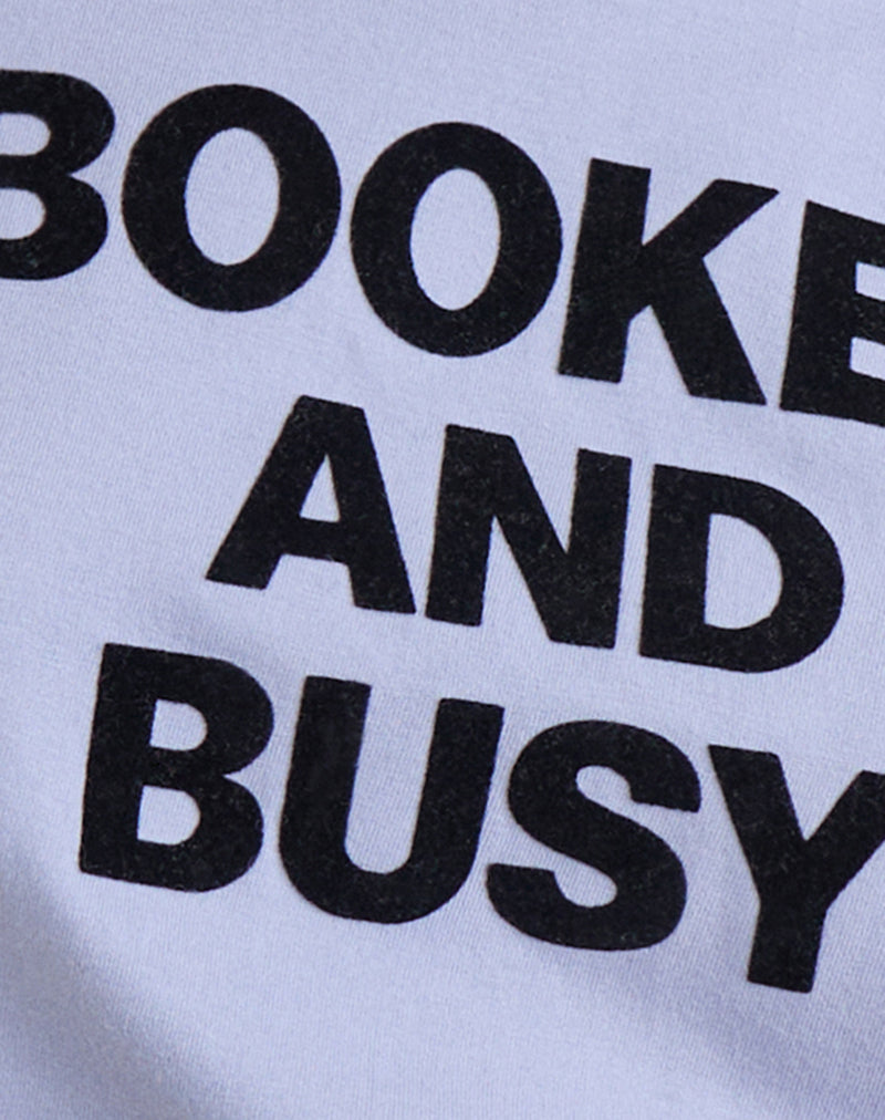 Image of Clio Baggy Tee in Lilac with Booked and Busy Slogan