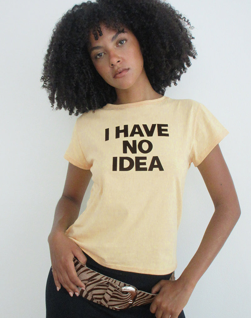 Image of Clio Baggy Tee in Lemon with I Have No Idea Graphic