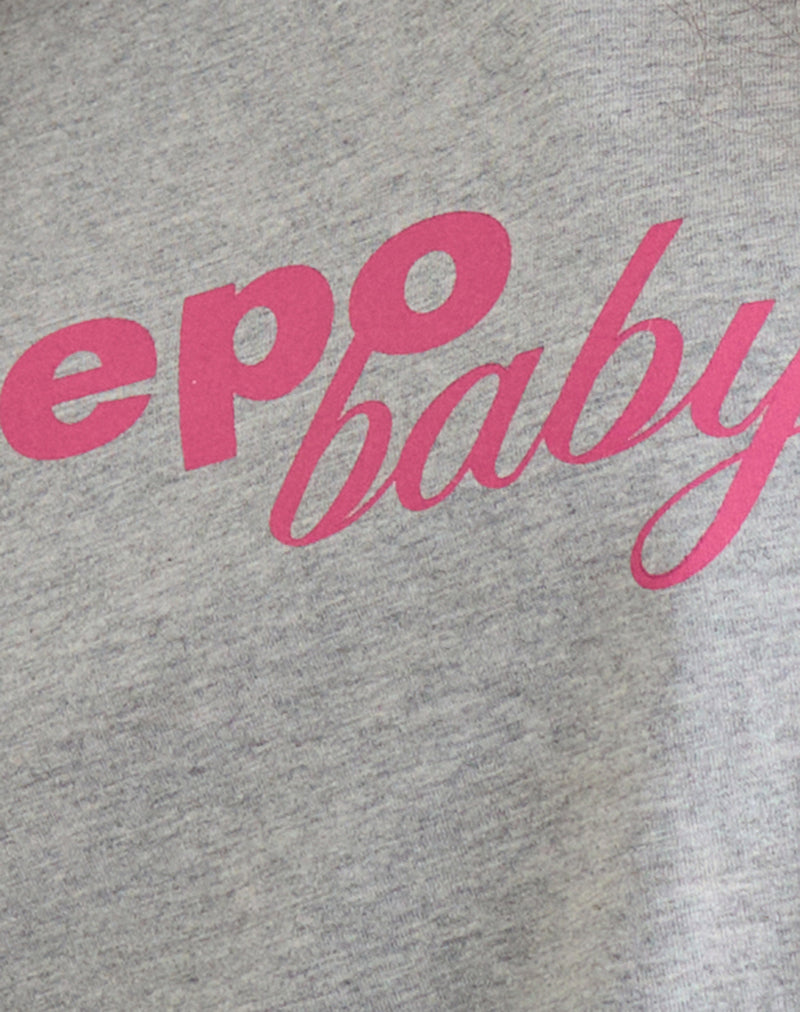 Image of Clio Baggy Tee in Grey Marl with Nepo Baby Graphic