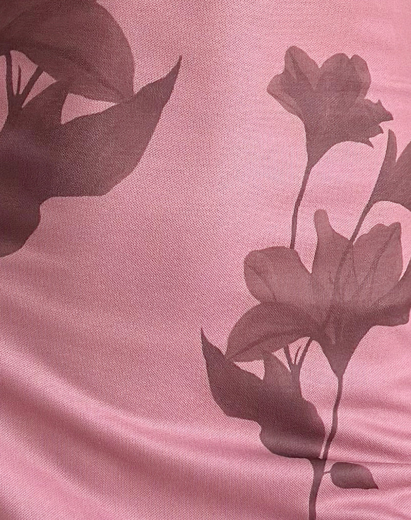 Image of Clooney Fringe Mini Dress in Tonal Flower Mauve