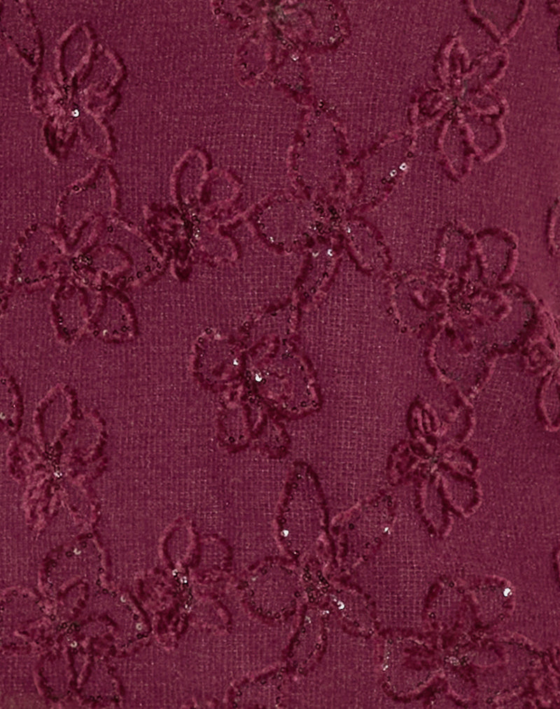 Image of Codami Halterneck Mini Dress in Sequin Knit Burgundy