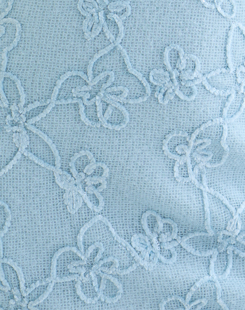 Image of Codami Halterneck Mini Dress in Sequin Knit Pastel Blue