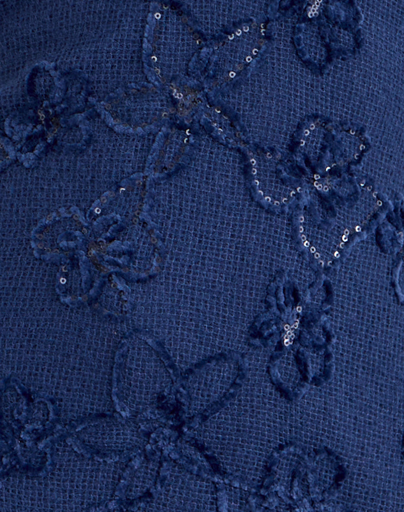 Image of Codami Halterneck Mini Dress in Sequin Knit Navy