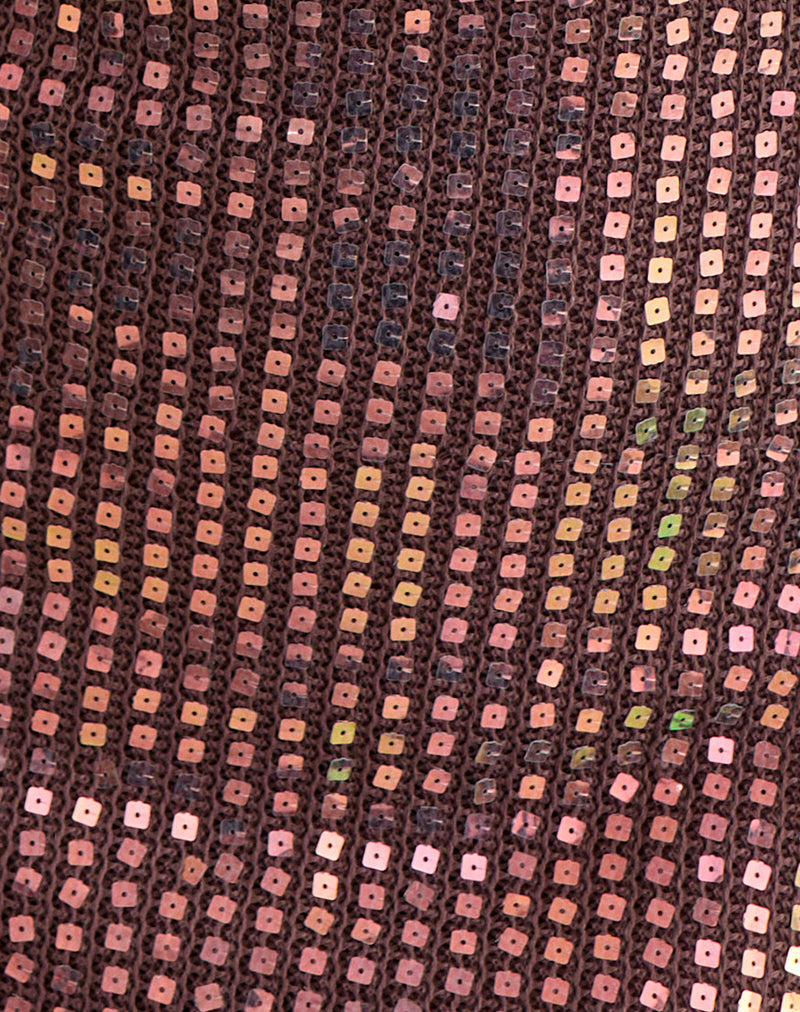 Image of Codamo Mini Dress in Sequin Knit Dark Brown