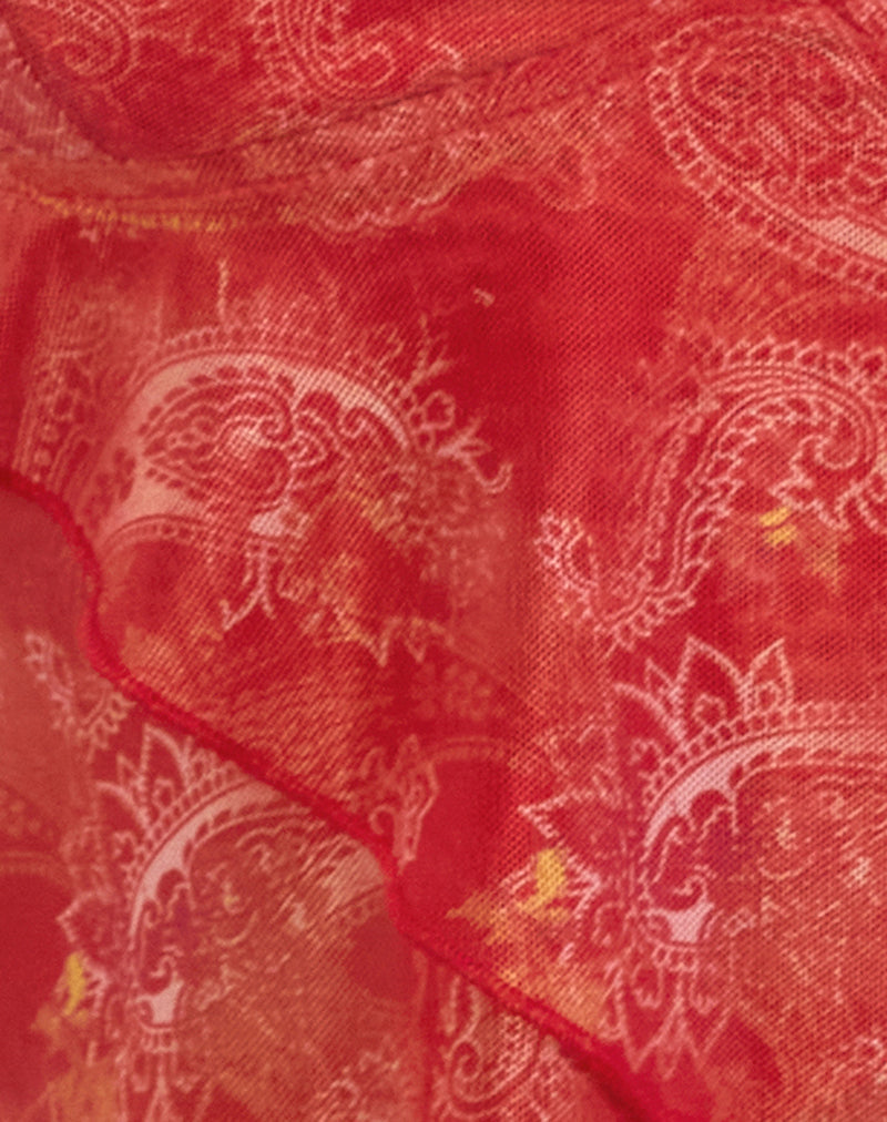 Image of Cojira Mesh Butterfly Top in Tonal Paisley Red