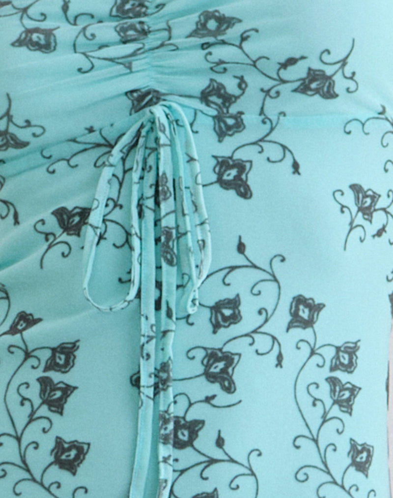 Image of Collete Midi Dress in Winding Ivy Blue