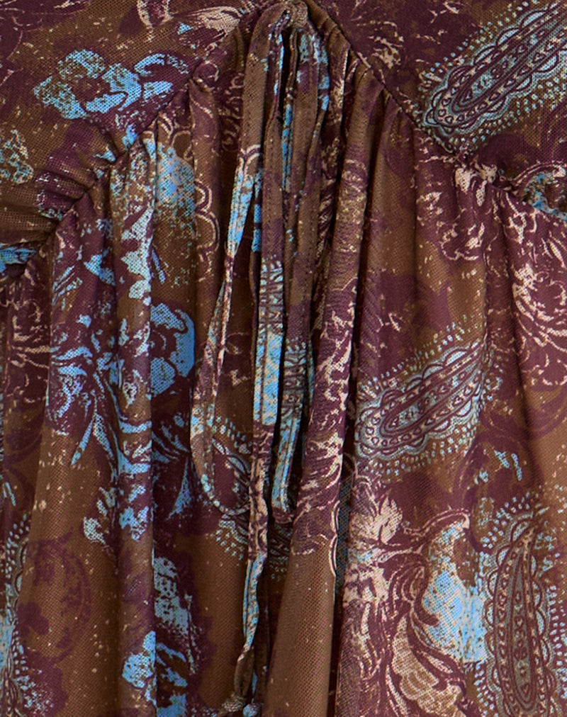 Image of Concetta Long Sleeve Top in Feathery Paisley Brown