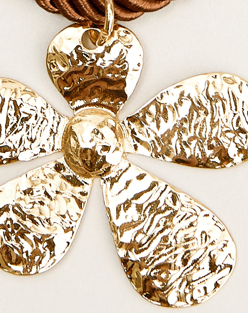 Image of Cord Necklace with Gold Plated Flower Pendant